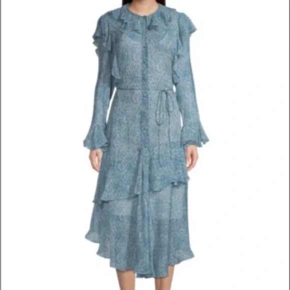 sachin and babi light blue dress Clarette Chiffon Frill Collar Mini Shirt Dress – Disturbia main image 0